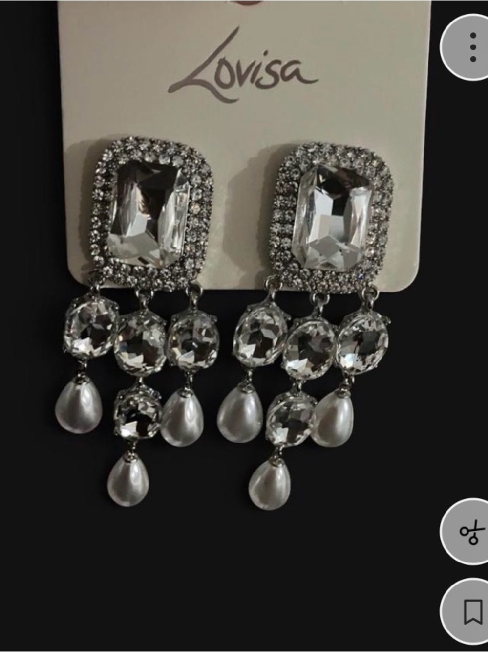 Crystal and Pearl Drop Chandelier Earrings - Silver-Tone